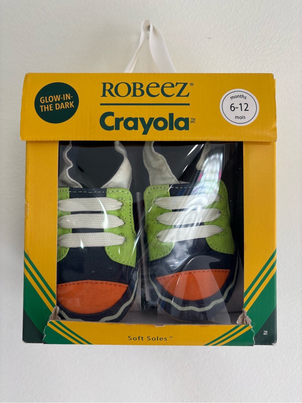 NEW Robeez x Crayola Glow in the Dark Soft Sole Baby Shoes 6-12M